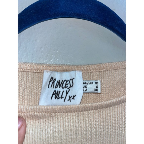 Princess Polly Ribbed Corset Top Beige Size 6 Short Sleeve - Picture 2 of 4